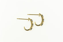 Load image into Gallery viewer, 14K Natural Sapphire Diamond Semi Hoop Earrings Yellow Gold