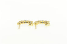 Load image into Gallery viewer, 14K Natural Sapphire Diamond Semi Hoop Earrings Yellow Gold