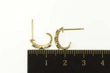 Load image into Gallery viewer, 14K Natural Sapphire Diamond Semi Hoop Earrings Yellow Gold
