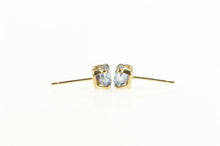 Load image into Gallery viewer, 10K Cushion Syn. Alexandrite Solitaire Stud Earrings Yellow Gold
