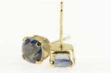 Load image into Gallery viewer, 10K Cushion Syn. Alexandrite Solitaire Stud Earrings Yellow Gold