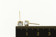 Load image into Gallery viewer, 10K Cushion Syn. Alexandrite Solitaire Stud Earrings Yellow Gold