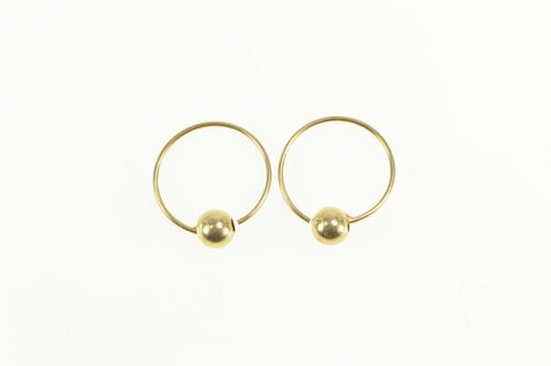14K Round Classic Ball 11.5mm Wire Hoop Earrings Yellow Gold