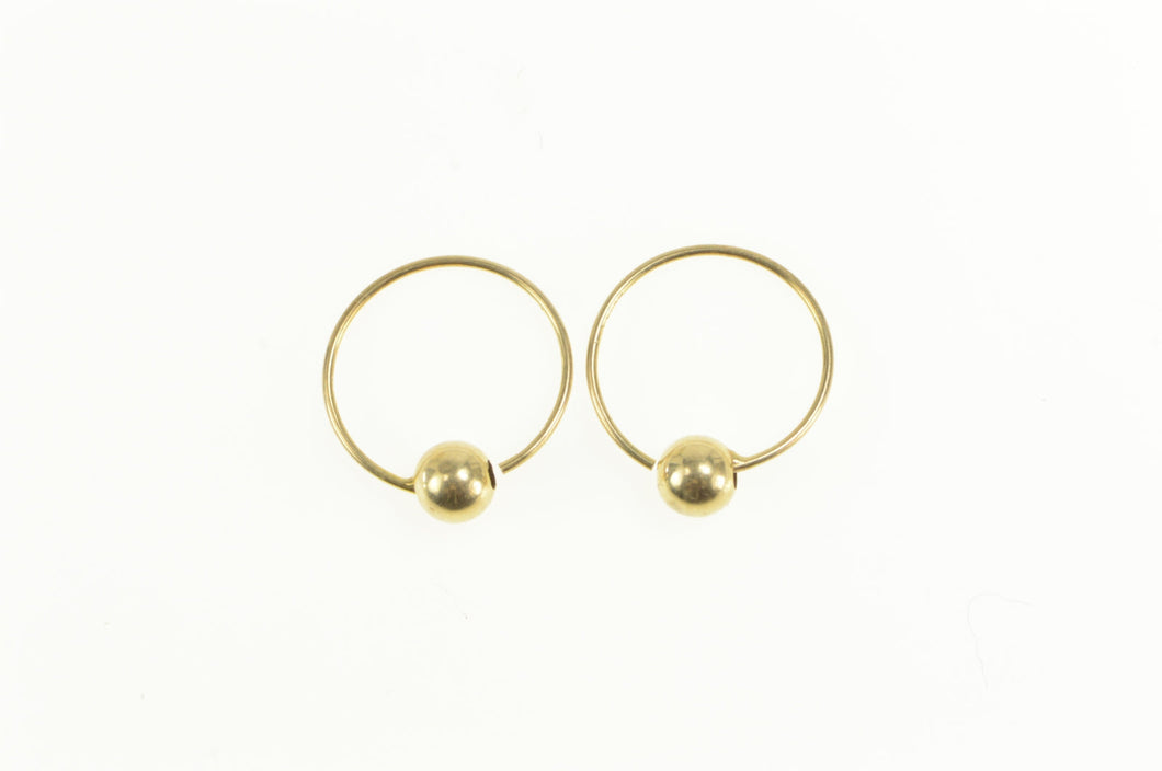 14K Round Classic Ball 11.5mm Wire Hoop Earrings Yellow Gold