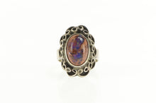Load image into Gallery viewer, Sterling Silver Ornate Oval Cantera Opal Cabochon Statement Ring
