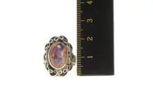 Load image into Gallery viewer, Sterling Silver Ornate Oval Cantera Opal Cabochon Statement Ring