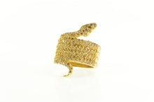 Load image into Gallery viewer, Gold Plated Pave Snake Serpent CZ Encrusted Statement Ring