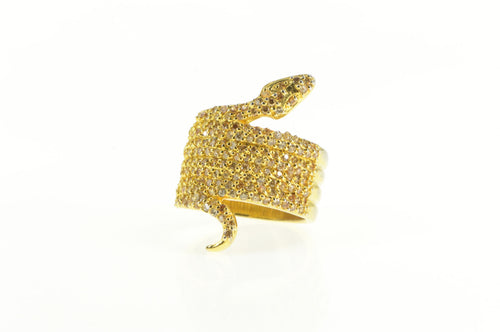 Gold Plated Pave Snake Serpent CZ Encrusted Statement Ring