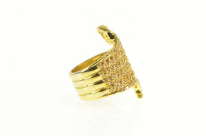 Gold Plated Pave Snake Serpent CZ Encrusted Statement Ring