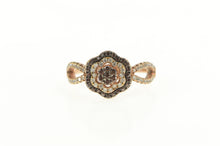 Load image into Gallery viewer, Sterling Silver Pave Flower Halo Promise White &amp; Brown CZ Ring