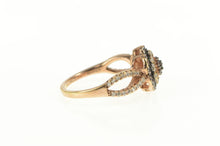 Load image into Gallery viewer, Sterling Silver Pave Flower Halo Promise White &amp; Brown CZ Ring