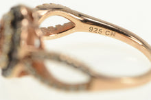 Load image into Gallery viewer, Sterling Silver Pave Flower Halo Promise White &amp; Brown CZ Ring