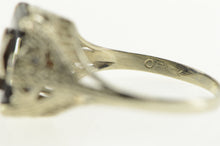 Load image into Gallery viewer, 14K Onyx Enamel Order of the Eastern Star Filigree Ring White Gold