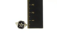 Load image into Gallery viewer, 14K Onyx Enamel Order of the Eastern Star Filigree Ring White Gold