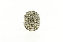 Load image into Gallery viewer, Sterling Silver Art Deco Marcasite Layered Halo Cocktail Ring