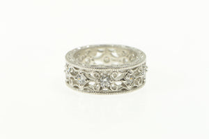 Sterling Silver Elaborate Filigree Ornate Wedding Band Ring