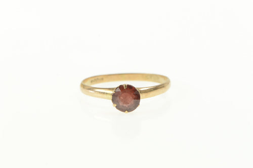 10K Victorian Garnet Solitaire Classic Antique Ring Yellow Gold