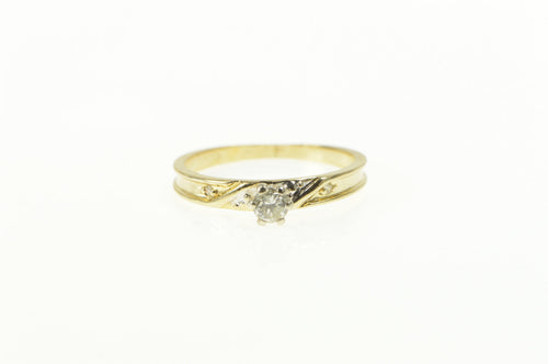14K Retro Diamond Three Stone Simple Promise Ring Yellow Gold