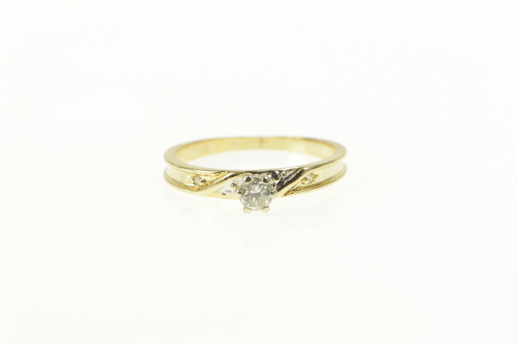 14K Retro Diamond Three Stone Simple Promise Ring Yellow Gold