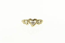 Load image into Gallery viewer, 10K Textured Diamond Heart Love Symbol Promise Ring Yellow Gold