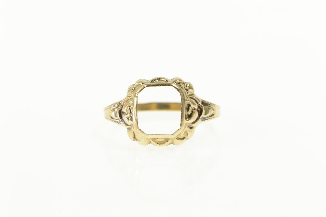 10K Victorian Ornate Rose Engagement Setting Ring Yellow Gold