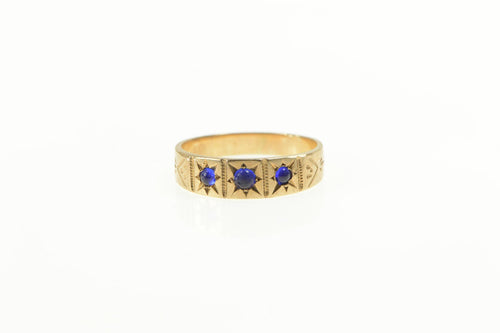 14K Victorian Sim. Sapphire Child's September Baby Ring Yellow Gold
