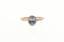 Load image into Gallery viewer, Sterling Silver Oval Syn. Tanzanite CZ Halo Statement Ring