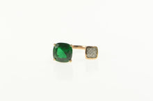 Load image into Gallery viewer, Sterling Silver Cushion Sim. Emerald CZ Cluster Open Wrap Ring