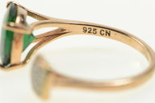 Load image into Gallery viewer, Sterling Silver Cushion Sim. Emerald CZ Cluster Open Wrap Ring
