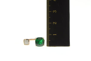 Sterling Silver Cushion Sim. Emerald CZ Cluster Open Wrap Ring