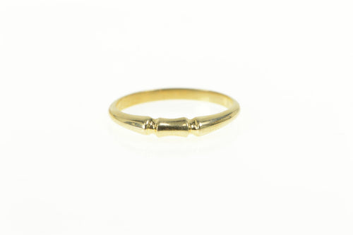 14K Grooved Curved Simple Wedding Band Ring Yellow Gold