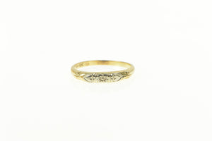 14K Retro Two Tone Blossom Heart Wedding Band Ring Yellow Gold