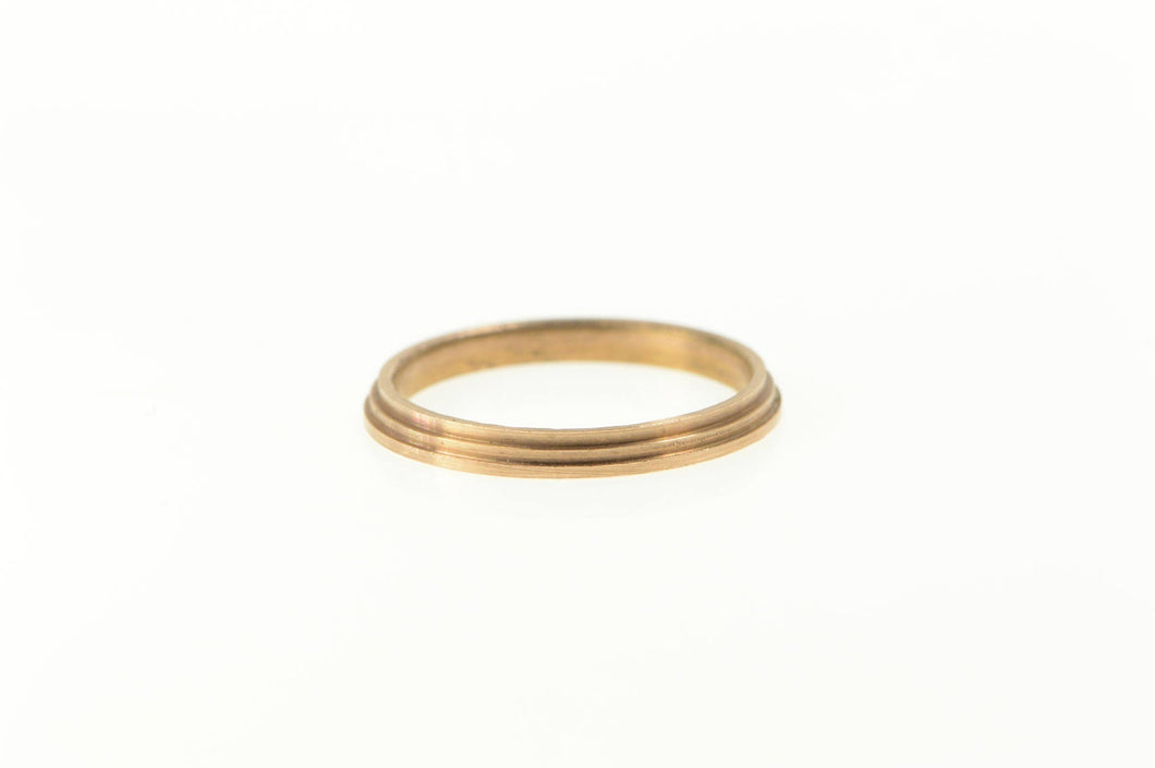 14K Grooved Vintage NOS 1950's Stackable Band Ring Yellow Gold