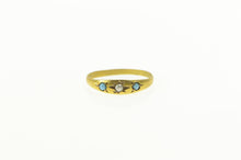 Load image into Gallery viewer, 14K Victorian Seed Pearl Turquoise December Ring Yellow Gold