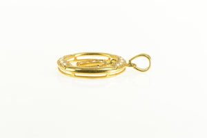 21K D Letter Charm Circle Name Monogram Round Pendant Yellow Gold