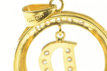 Load image into Gallery viewer, 21K D Letter Charm Circle Name Monogram Round Pendant Yellow Gold