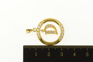 21K D Letter Charm Circle Name Monogram Round Pendant Yellow Gold