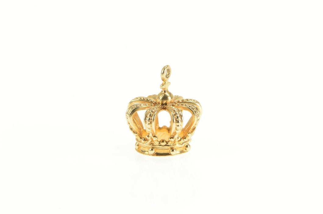 14K 3D Crown Royalty Princess Queen King Charm/Pendant Yellow Gold