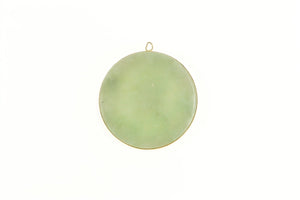 14K Chinese Character Happiness Jade Circle Pendant Yellow Gold