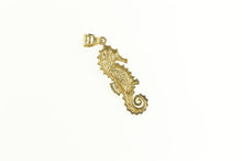 Load image into Gallery viewer, 14K Sea Horse Syn. Black Opal Inlay Ocean Animal Charm/Pendant Yellow Gold