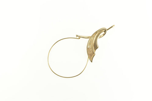 14K Wavy Grooved Charm Holder Loop Pendant Yellow Gold