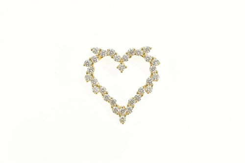 14K Classic Heart Love Symbol Cubic Zirconia Pendant Yellow Gold