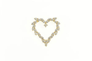 14K Classic Heart Love Symbol Cubic Zirconia Pendant Yellow Gold