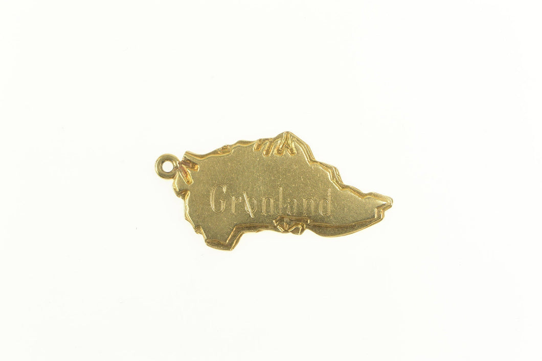 14K Greenlandic Language Greenland Inuit Travel Charm/Pendant Yellow Gold