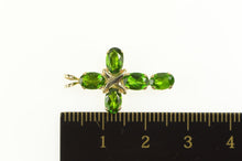 Load image into Gallery viewer, 10K Oval Chrome Diopside Cross Christian Faith Pendant Yellow Gold