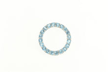 Load image into Gallery viewer, 10K Round Blue Topaz Circle Classic Statement Pendant White Gold