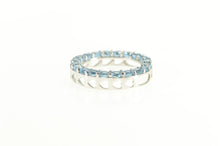 Load image into Gallery viewer, 10K Round Blue Topaz Circle Classic Statement Pendant White Gold