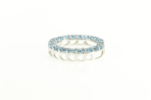 10K Round Blue Topaz Circle Classic Statement Pendant White Gold