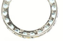 Load image into Gallery viewer, 10K Round Blue Topaz Circle Classic Statement Pendant White Gold