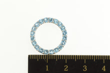 Load image into Gallery viewer, 10K Round Blue Topaz Circle Classic Statement Pendant White Gold